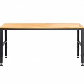 VivaTechnix SMKDJGZTBDLZOCTO9V2 Banc de lucru cu inaltime reglabila 72 â€“ 97 cm, Greutate max 900 kg, Otel/Lemn stejar, 2 x prize AC, 2 x USB