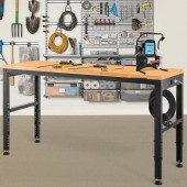 VivaTechnix SMKDJGZTBDLZOCTO9V2 Banc de lucru cu inaltime reglabila 72 â€“ 97 cm, Greutate max 900 kg, Otel/Lemn stejar, 2 x prize AC, 2 x USB