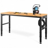 VivaTechnix SMKDJGZTBDLZOCTO9V2 Banc de lucru cu inaltime reglabila 72 â€“ 97 cm, Greutate max 900 kg, Otel/Lemn stejar, 2 x prize AC, 2 x USB