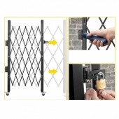 VivaTechnix SSFDMDM1.66X1.22MV0 Poarta pliabila acordeon, Vivatechnix Otel, Negru, 2 x roti, Latime extinsa 170 cm, Inaltime 126 cm