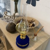 VivaTechnix TR-1002Blue Lampa cu gaz lampant Vivatechnix Classic TR-1002Blue, rezervor sticla cu catifea, oglinda metal, Albastru