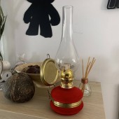 VivaTechnix TR-1002R Lampa cu gaz lampant Vivatechnix Classic TR-1002R, rezervor sticla cu catifea, oglinda metal, Rosu