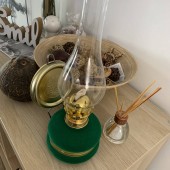 VivaTechnix TR-1002V Lampa cu gaz lampant Vivatechnix Classic TR-1002V, rezervor sticla cu catifea, oglinda metal, Verde