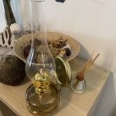 VivaTechnix TR-1003M Lampa cu gaz lampant Vivatechnix Classic TR-1003M, rezervor sticla, oglinda metal, Maro