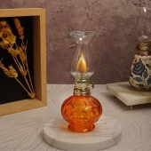 VivaTechnix TR-1012P Mini Lampa cu gaz Vivatechnix Kutulu TR-1012P, inaltime 20 cm, portocalie, abajur de sticla