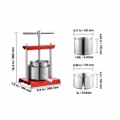 VivaTechnix TSGJYZJBX2LT2FT0EV0 Presa manuala pentru struguri, citrice, vinete Vivatechnix Inox, capacitate 2 l, diametru cos 13 cm
