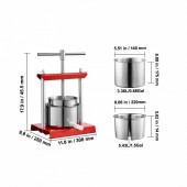 VivaTechnix TSGJYZJBX6LT2TFWRV0 Presa manuala pentru struguri, citrice, vinete Vivatechnix Inox, capacitate 5.5 l, diametru cos 22 cm