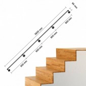 VivaTechnix TZBGSLTFSGY1274MGV0 Mana curenta pentru scari, otel, Vivatechnix Negru Mat, lungime 3.6 m, diametru teava 32 mm