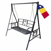 VivaTechnix VMD-1051 Leagan pentru gradina Vivatechnix VMD-1051, Negru, 168x118x180cm, 2 locuri, Metalic, cu cadru de fixare