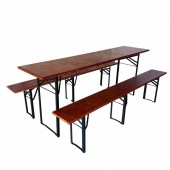 VivaTechnix VMD-1053 Set masa si 2 banci, Vivatechnix VMD-1053, 200x50x78 cm, cadru metal, blat lemn, pliabile