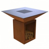 VivaTechnix VMD-1292 Gratar cu plita 10 mm si vatra de gatit, Vivatechnix VMD-1292, 1050(H)975x975 mm, Otel Corten, Spatiu depozitare lemne
