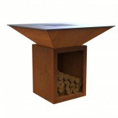 VivaTechnix VMD-1292 Gratar cu plita 10 mm si vatra de gatit, Vivatechnix VMD-1292, 1050(H)975x975 mm, Otel Corten, Spatiu depozitare lemne