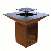 VivaTechnix VMD-1292 Gratar cu plita 10 mm si vatra de gatit, Vivatechnix VMD-1292, 1050(H)975x975 mm, Otel Corten, Spatiu depozitare lemne