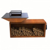 VivaTechnix VMD-1293 Gratar cu plita 10 mm si vatra de gatit Vivatechnix VMD-1293, 1050(H)975x975 mm, Otel Corten, Spatiu depozitare lemne