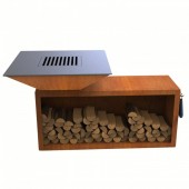 VivaTechnix VMD-1293 Gratar cu plita 10 mm si vatra de gatit Vivatechnix VMD-1293, 1050(H)975x975 mm, Otel Corten, Spatiu depozitare lemne