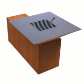 VivaTechnix VMD-1293/ Gratar cu plita 10 mm si vatra de gatit Vivatechnix VMD-1293, 1050(H)975x975 mm, Otel Corten, Spatiu depozitare lemne