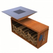 VivaTechnix VMD-1293/ Gratar cu plita 10 mm si vatra de gatit Vivatechnix VMD-1293, 1050(H)975x975 mm, Otel Corten, Spatiu depozitare lemne