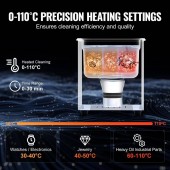 VivaTechnix XNKZCSBQXJ2L7F8OCV2 Aparat de curatat cu ultrasunete, Capacitate 2 l, 60W, 40kHz, Cosuri si camera interioare, Inox, 0 la 80Â°C