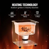 VivaTechnix XNKZCSBQXJ2L7F8OCV2 Aparat de curatat cu ultrasunete, Capacitate 2 l, 60W, 40kHz, Cosuri si camera interioare, Inox, 0 la 80Â°C