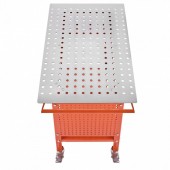 VivaTechnix YDXHZ800LB369KJXOV0 Masa de sudura mobila, 1016 x 609.6 x 914.4 mm, Capacitate 400 kg, 216 gauri, 11 carlige, spatiu depozitare, 4 x roti