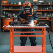 VivaTechnix YDXHZ800LB369KJXOV0 Masa de sudura mobila, 1016 x 609.6 x 914.4 mm, Capacitate 400 kg, 216 gauri, 11 carlige, spatiu depozitare, 4 x roti