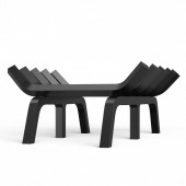 VivaTechnix ZTXYMP34X3424Y84PV0 Suport de lemne pentru semineu sau vatra de foc, Vivatechnix 610 x 280 mm, Otel, teava 3/4 inch, Negru mat