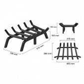 VivaTechnix ZTXYMP34X3424Y84PV0 Suport de lemne pentru semineu sau vatra de foc, Vivatechnix 610 x 280 mm, Otel, teava 3/4 inch, Negru mat