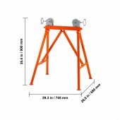 VivaTechnix ZXGDZCZJ35YCQ3B2SV0 Suport pentru tevi 2-36 inch cu role, Portabil, 680 x 745 x 900 mm, capacitate 1140 kg