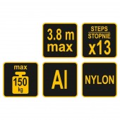 VOREL 17701 Scara telescopica aluminiu 3.8m,13 trepte, Vorel 17701