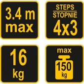 VOREL 17704 Scara multifunctionala, 3,4 m, 4X3 trepte, Vorel 17704