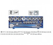 VOREL 58150 Trusa de chei tubulare cu antrenor, 3/4