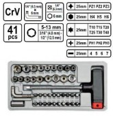 VOREL 65150 Set biti si tubulare cu maner T - 41buc., Vorel 65150