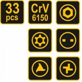 VOREL 66330 Set 33 biti cu prelungitor Vorel 66330, Cr-V