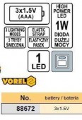 VOREL 88672 Lanterna frontala cu led si lupa, Vorel 88672