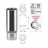 YATO Yato YT-1229 Cheie tubulara hexagonala Yato YT-1229, lunga 1/2, 16 mm, CR-V