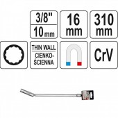 YATO YT-08164 Cheie pentru bujii 16mm, Yato YT-08164, Cr-V, lungime 310mm, cu articulatie si extensie