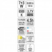 YATO YT-08519 Lampa cu led si acumulator Yato YT-08519, putere 7W, 600 lm, 2600 mAh