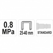 YATO YT-09202 Capsator pneumatic, Yato YT-09202, 25-40mm, latime capse 5.7 mm, 80 capse, 8 Bar