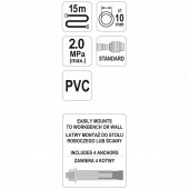 YATO YT-24240 Furtun de aer comprimat pe tambur Yato YT-24240, lungime 15 m, diametru 10 mm, 20 Bar