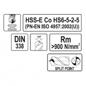 YATO YT-4100 Burghiu pentru metal HSS-CO, 10 mm, Yato YT-4100
