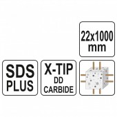 YATO YT-41973 Burghiu SDS PLUS Premium, varf X, 22mmx1000mm, Yato YT-41973