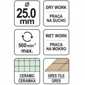 YATO YT-60429 Carota diamantata pentru placi ceramic Yato YT-60429, diametru 25 mm