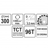 YATO YT-6078 Panza fierastrau circular pentru lemn, Yato YT-6078, 300x96Tx30x3.2mm