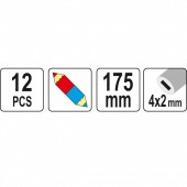 YATO YT-69940 Set 12 creioane pentru tamplarie Yato YT-69940, cap dublu rosu si albastru