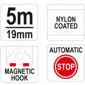 YATO YT-7105 Ruleta Yato YT-7105, 5mx19mm, Automatic, Magnetica