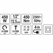 YATO YT-82020 Pistol electric de impact Yato YT-82020, putere 450W, 450 Nm