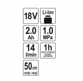 YATO YT-82894 Pistol cu acumulator pentru aer comprimat Yato YT-82894, 18V, Li-Ion, 14l/min, 2Ah
