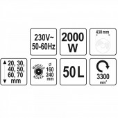 YATO YT-85208/ Masina electrica de tuns iarba Yato YT-85208, 2000W, 50L, 430mm